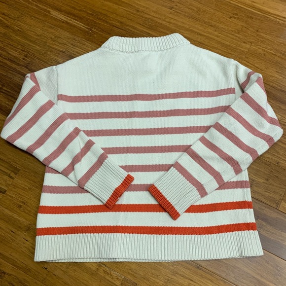 Ann Taylor Striped Sweater Womens Size‎ Small Mock Neck Pullover Knit Top Ivory - Picture 2 of 5